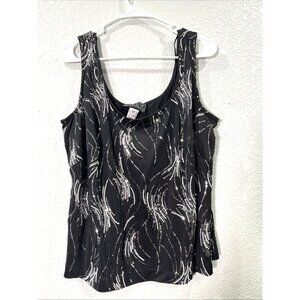 Alex Evenings Vtg Top Womens 2X Black Fireworks Sequin Holiday Christmas NYE Y2K